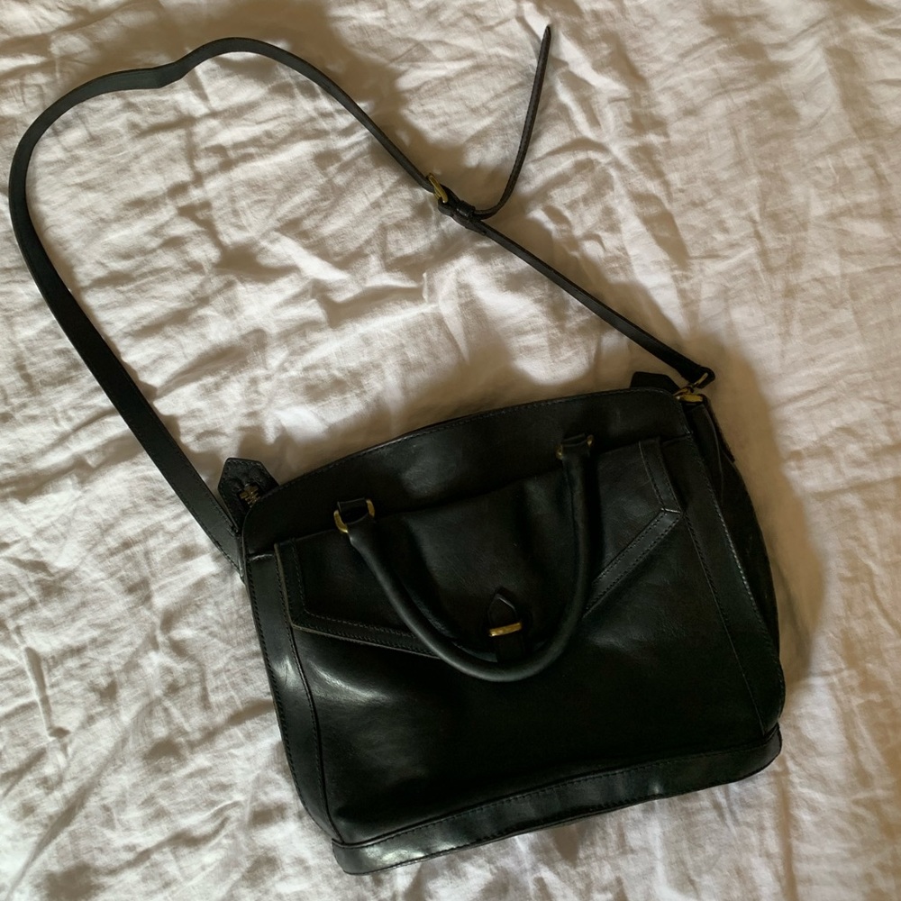 Madewell black leather satchel purse